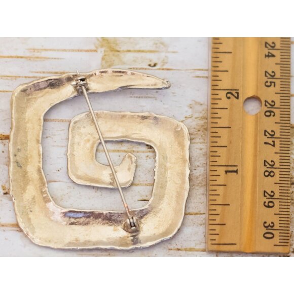 Vintage Abstract Twist Spiral Silver Tone Brooch - B19 - Picture 2 of 2